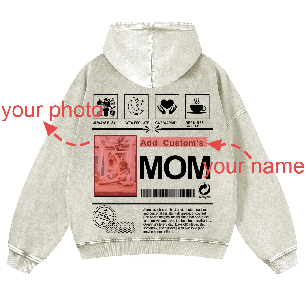 MOM Custom Casual Washed Hoodie wearishow