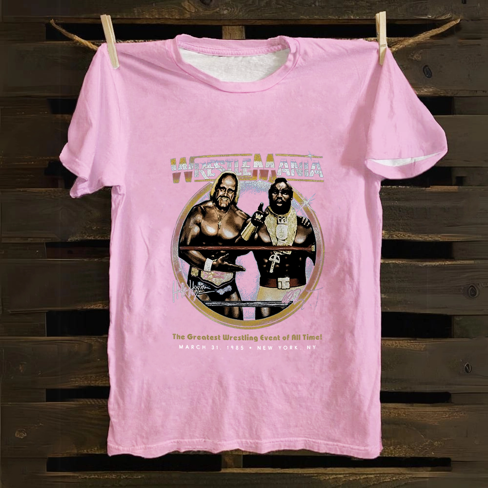 WWE Wrestle Mania - Hulk Hogan vs Mr T Casual Printed Cotton T-Shirt