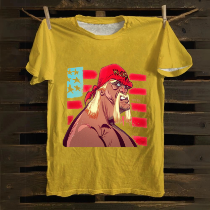 Unisex Vintage   Wrestling WWE Hulk Hogan Real American Cotton T-Shirt