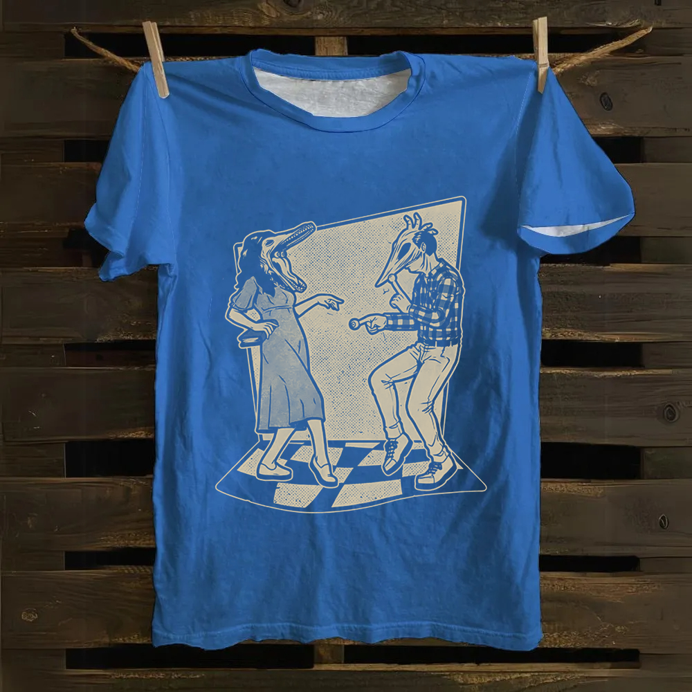 Unisex Vintage Ghost Couple Dance Beetlejuice  Cotton T-Shirt