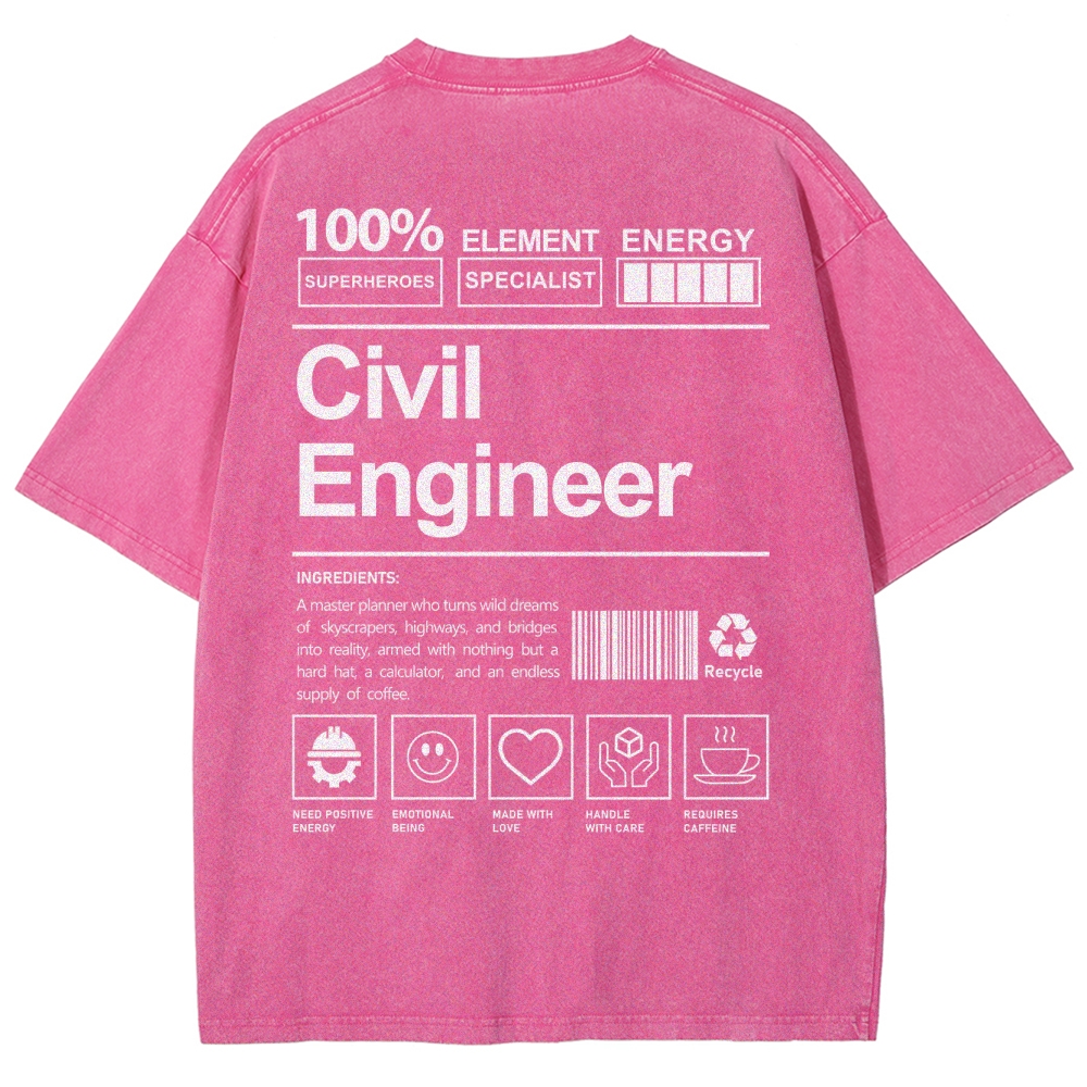 Civil Engineer Unisex Fit Washed T-Shirt