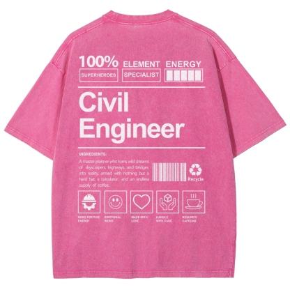 Civil Engineer Unisex Fit Washed T-Shirt