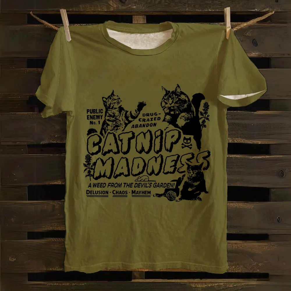 Unisex Vintage catnip madness Cotton T-Shirt