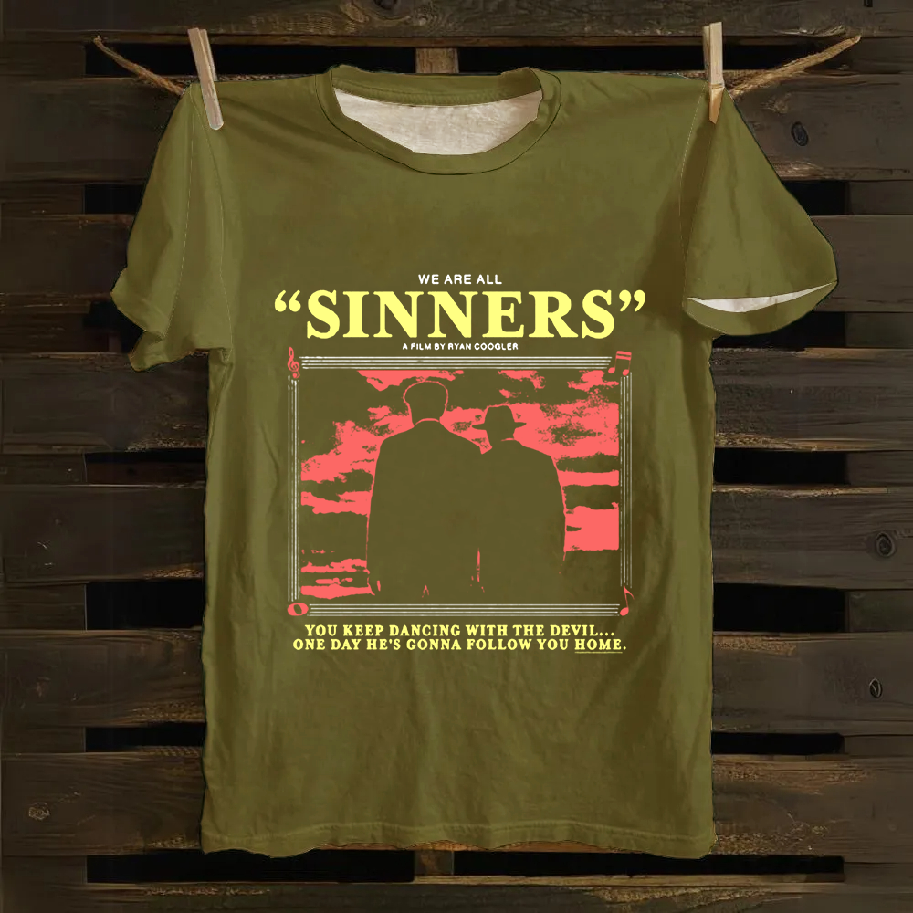 Unisex Vintage Sinners Horror Movie Cotton T-Shirt