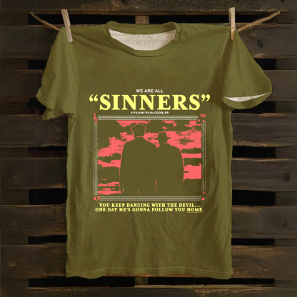 Unisex Vintage Sinners Horror Movie Cotton T-Shirt