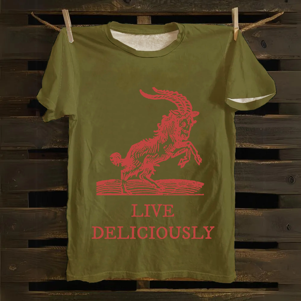 Unisex Vintage Cotton The Witch Live Deliciously  T-Shirt