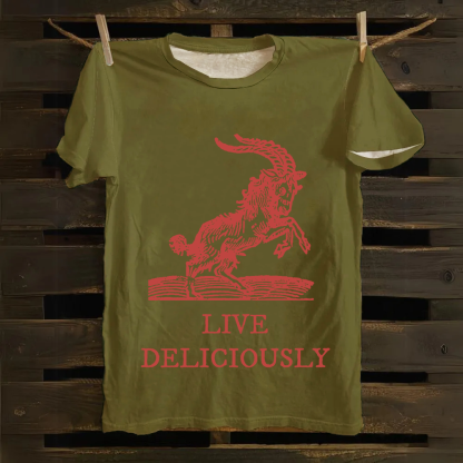 Unisex Vintage Cotton The Witch Live Deliciously  T-Shirt