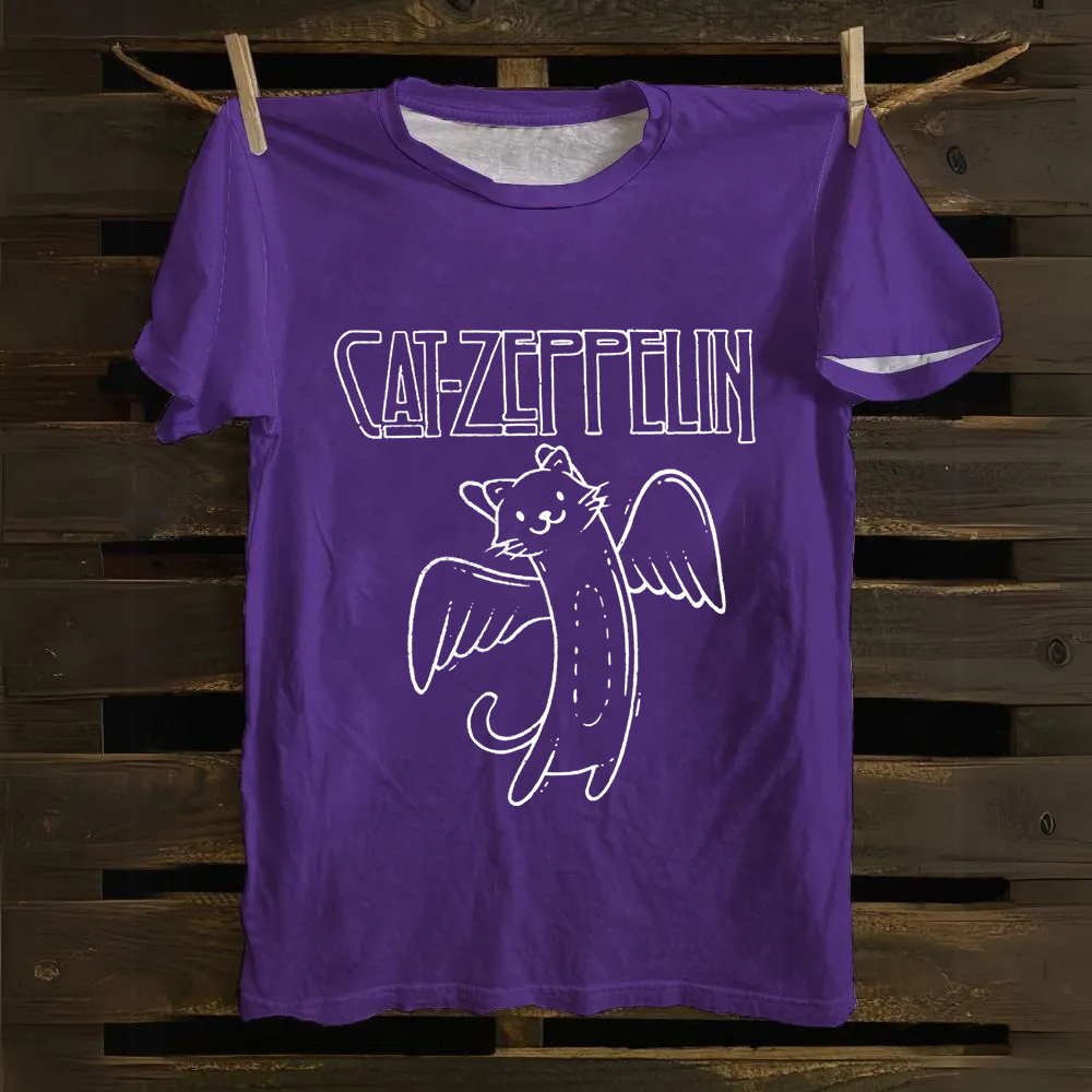 Unisex Vintage Cat Zeppelin Cotton T-Shirt