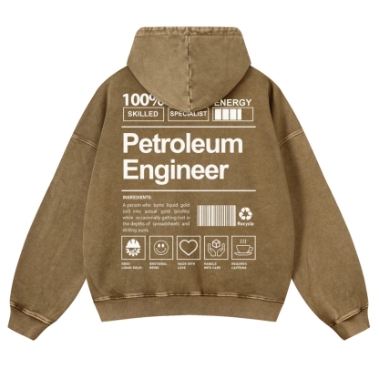 Petroleum Engineer Casual Washed Hoodie