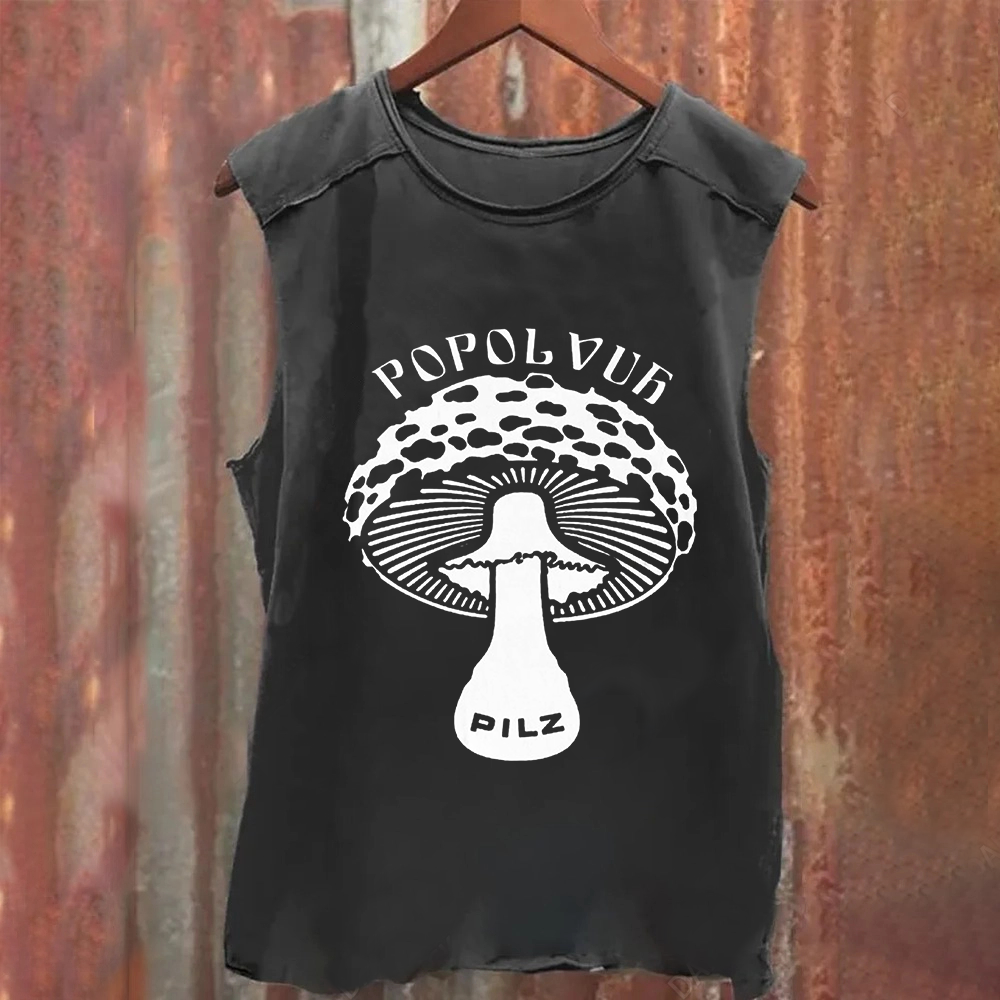 Unisex Vintage Washed Popol Vuh Rock Band Tank Top