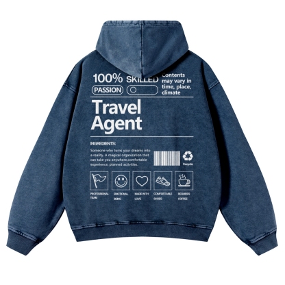 Travel Agent Casual Washed Hoodie