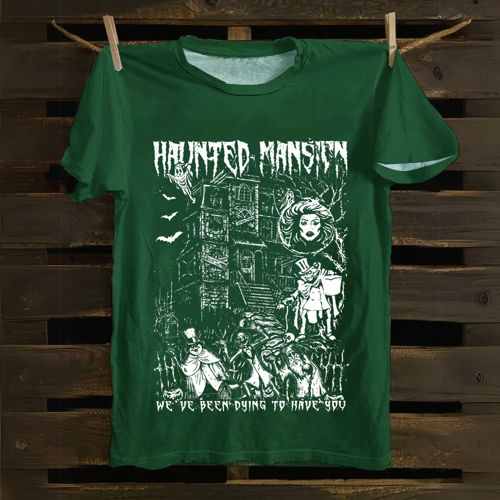 Unisex Vintage Haunted Mansion Horror Movie Cotton T-Shirt