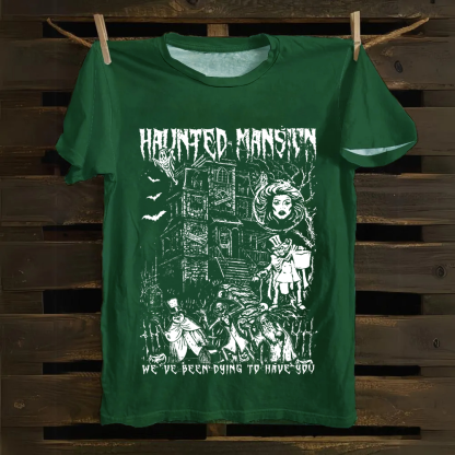 Unisex Vintage  Haunted Mansion Horror Movie Cotton T-Shirt