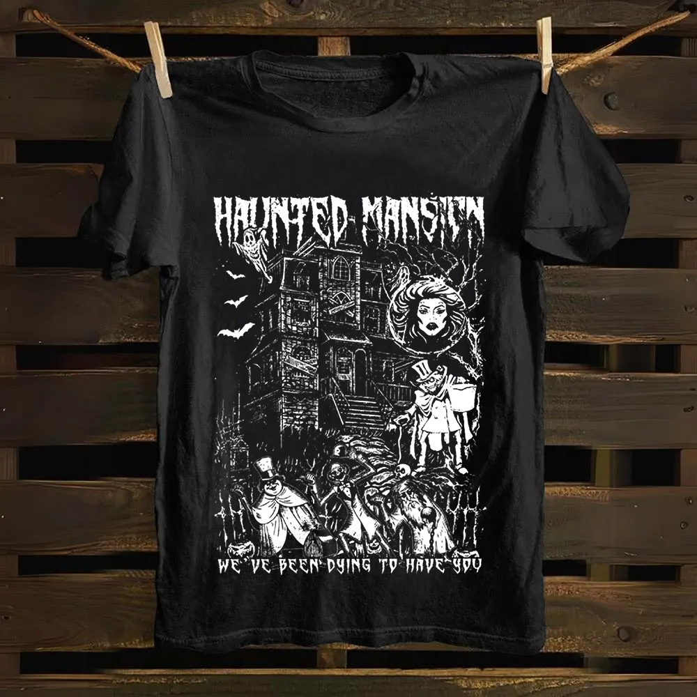 Unisex Vintage  Haunted Mansion Horror Movie Cotton T-Shirt