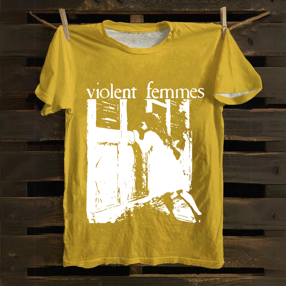 Unisex Casual Violent Femmes Punk Band Printed cotton T-Shirt