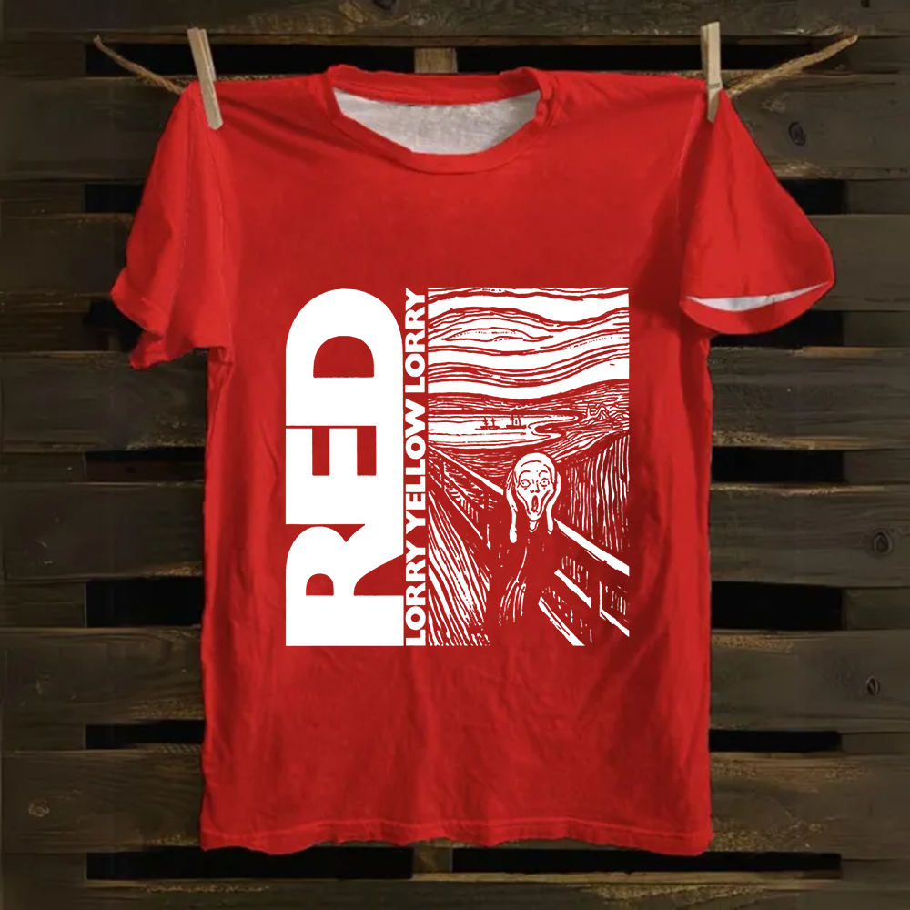Unisex Vintage S Red Lorry Yellow Lorry Band Cotton T-Shirt