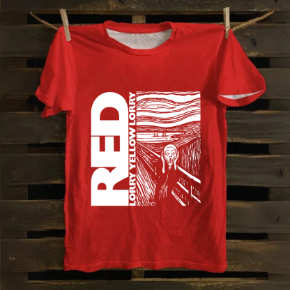 Unisex Vintage S Red Lorry Yellow Lorry Band Cotton T-Shirt
