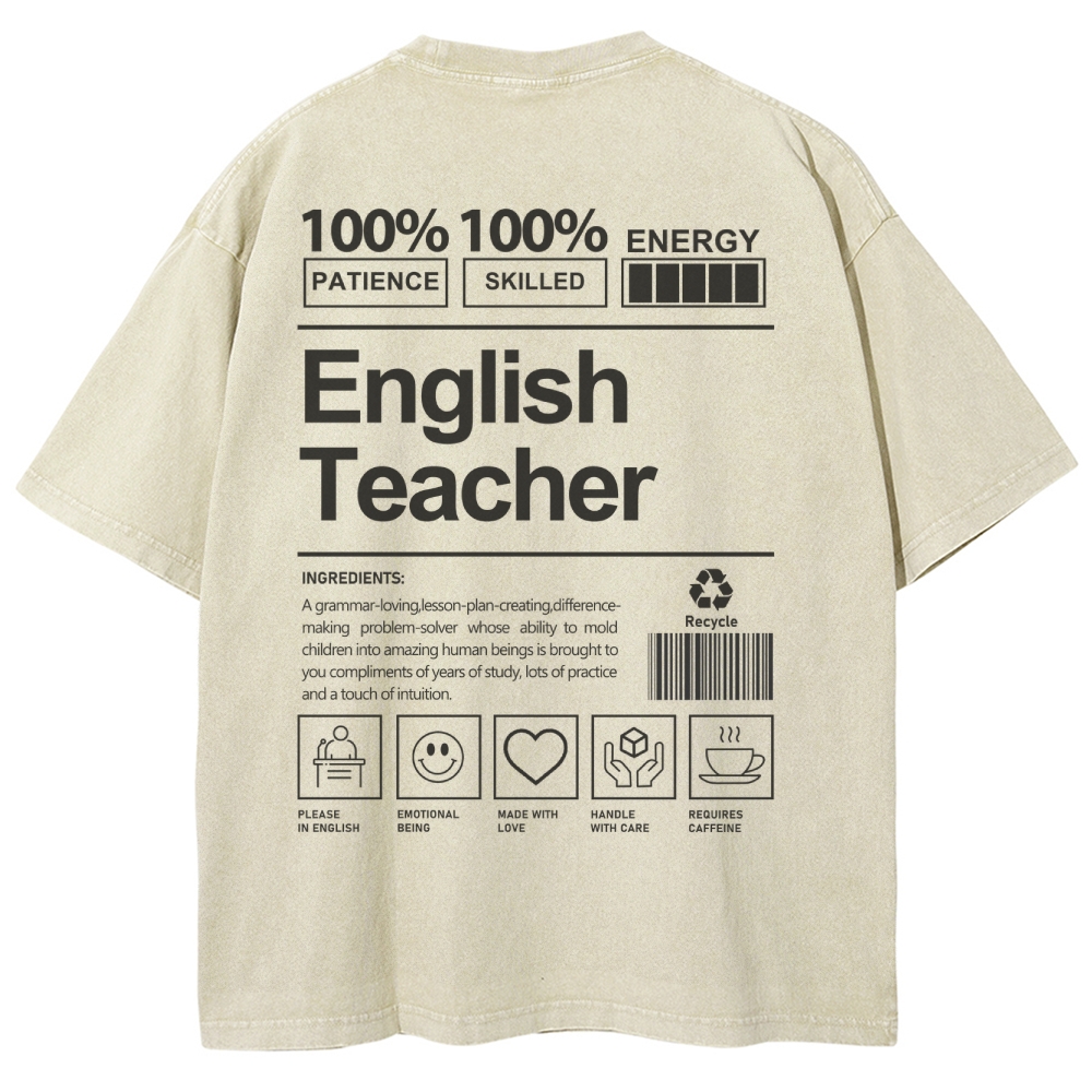 English Teacher Unisex Fit Washed T-Shirt