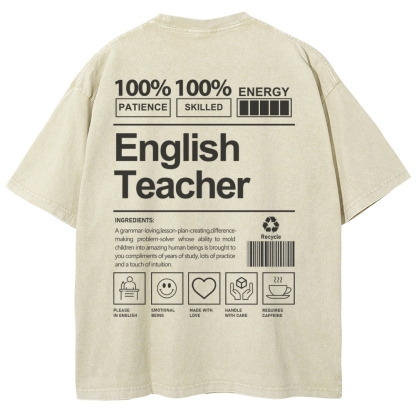 English Teacher Unisex Fit Washed T-Shirt