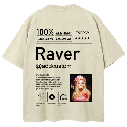 Addcustom  Photo Raver Unisex Fit Washed T-Shirt wearishow