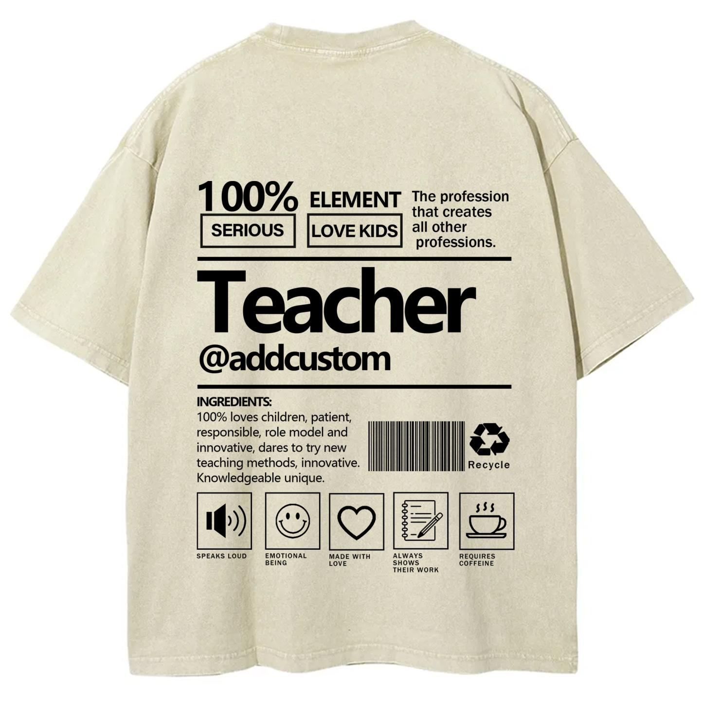 Teacher Addcustom Unisex Fit Washed T-Shirt wearishow