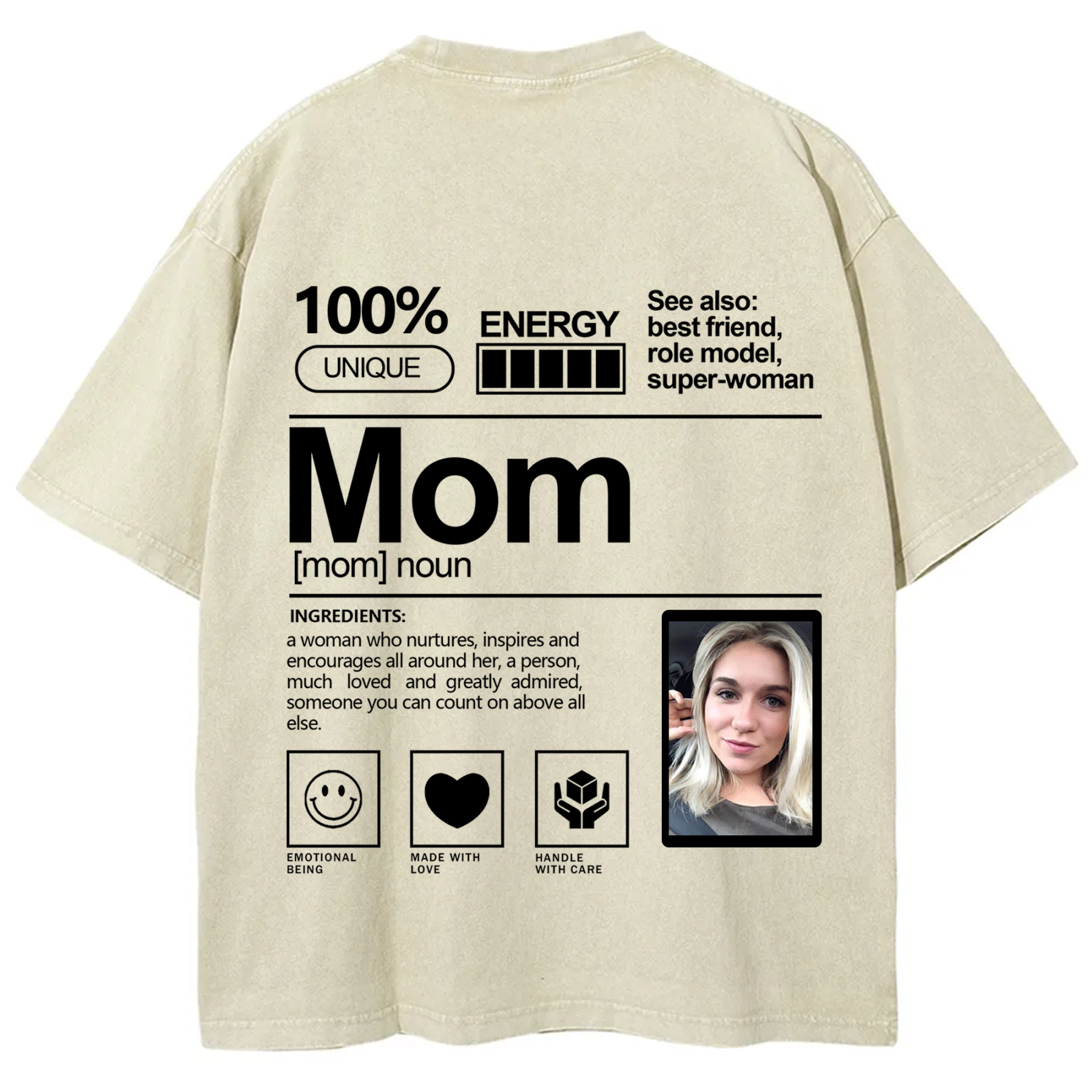 Addcustom Photo Mom Washed T-Shirt