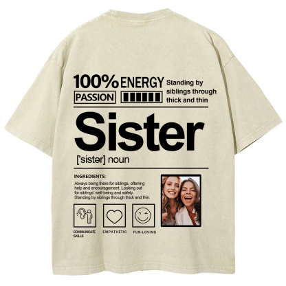 Addcustom Photo Sister Washed T-Shirt