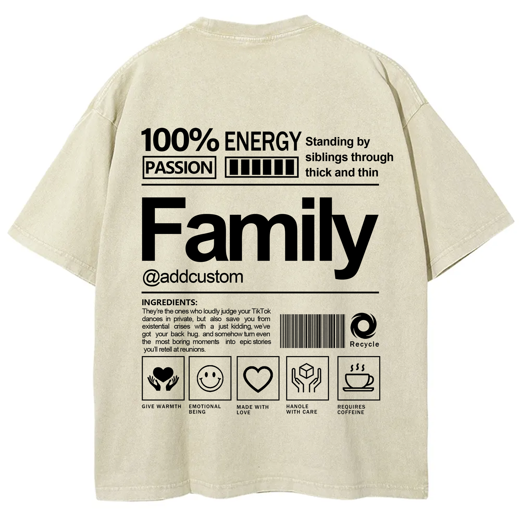 Family Addcustom Washed T-Shirt