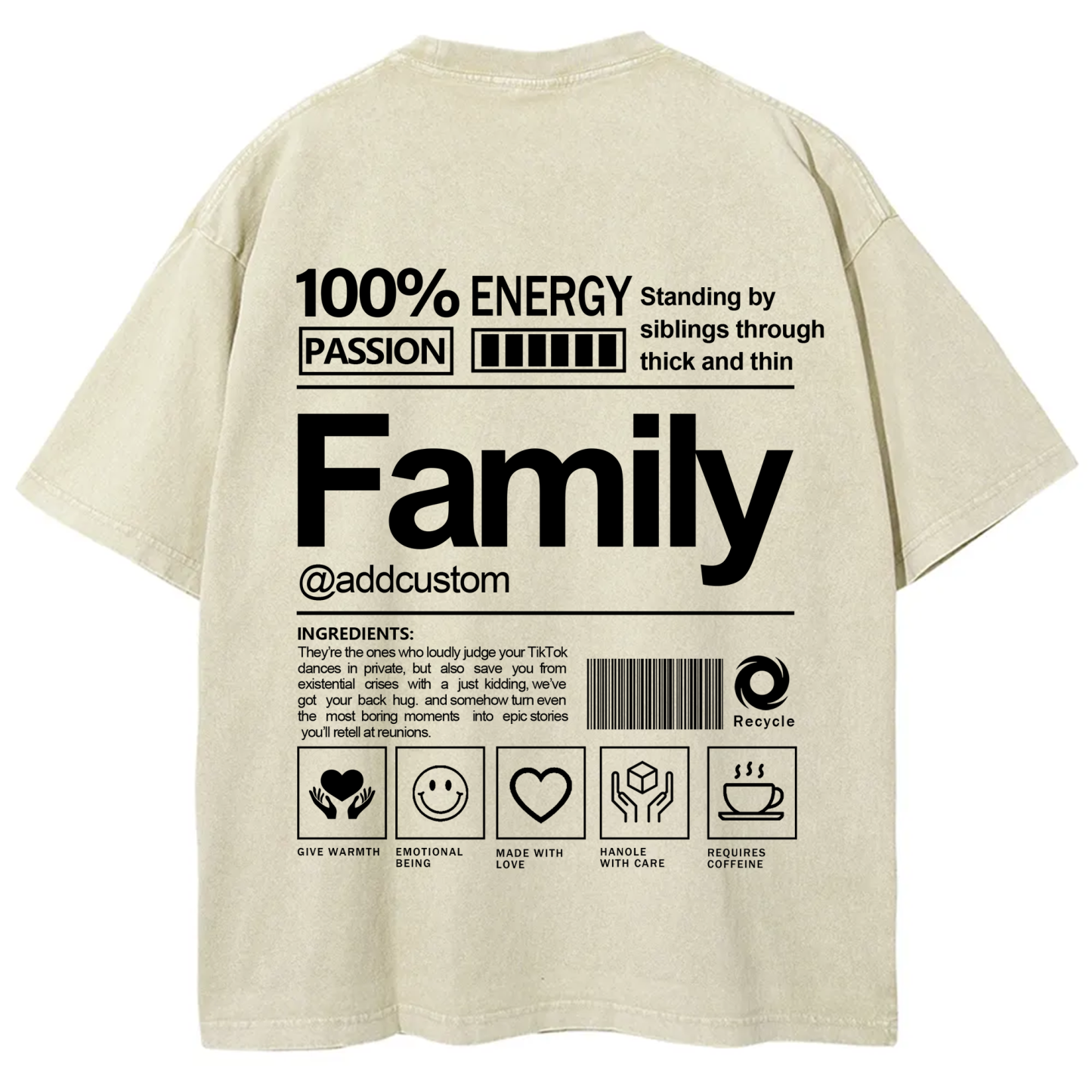 Family Addcustom Washed T-Shirt