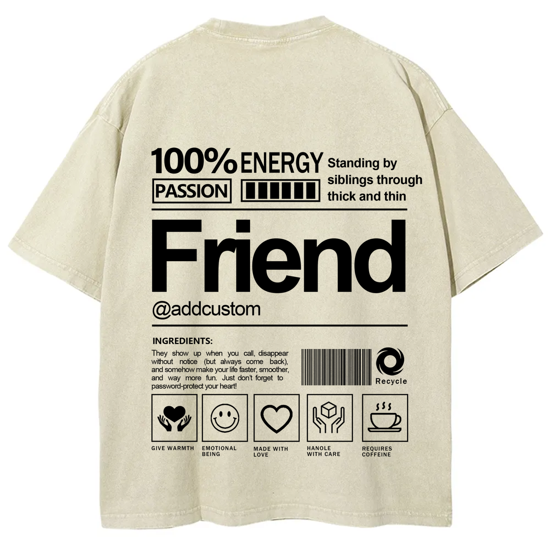 Friend Addcustom Washed T-Shirt