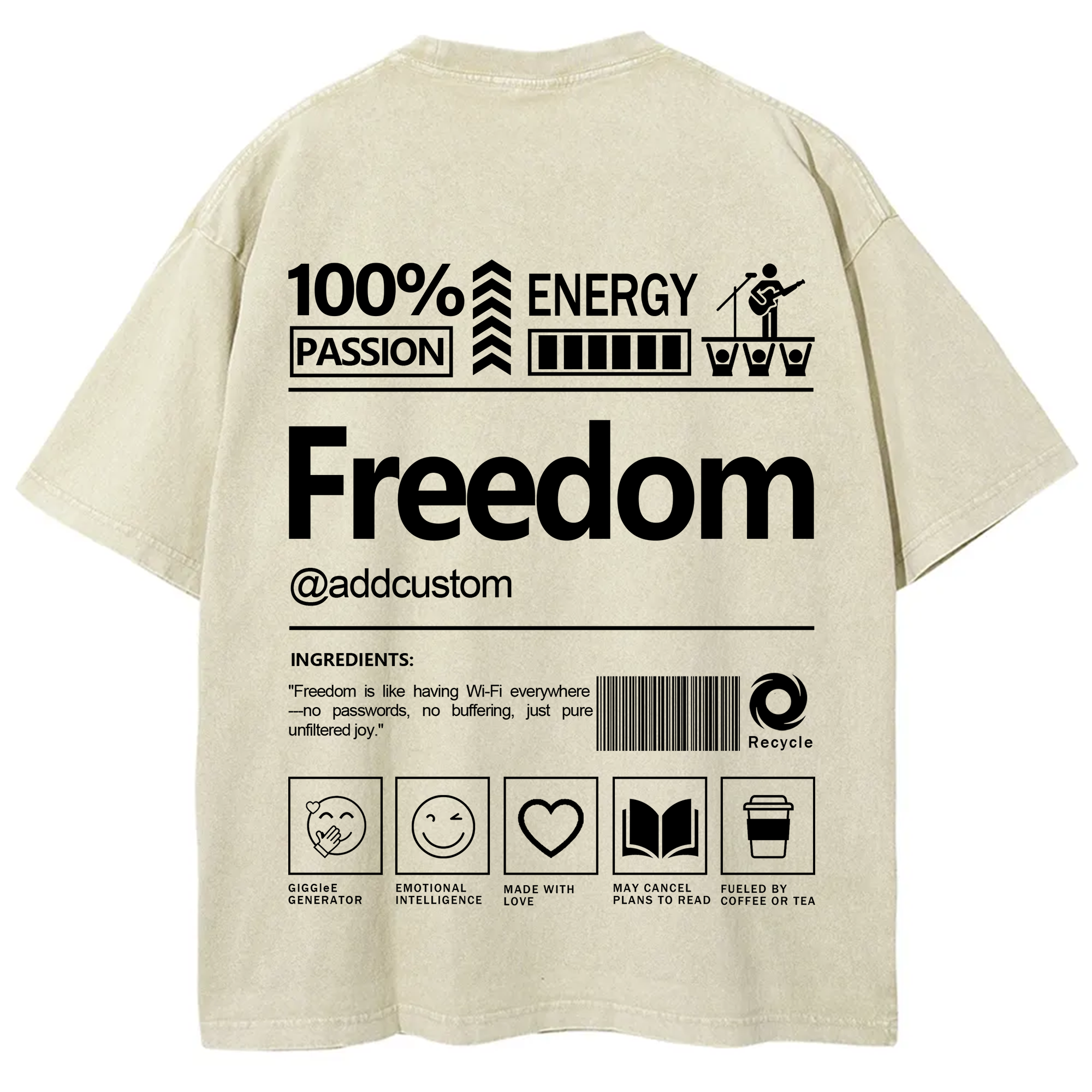 Freedom Addcustom Washed T-Shirt