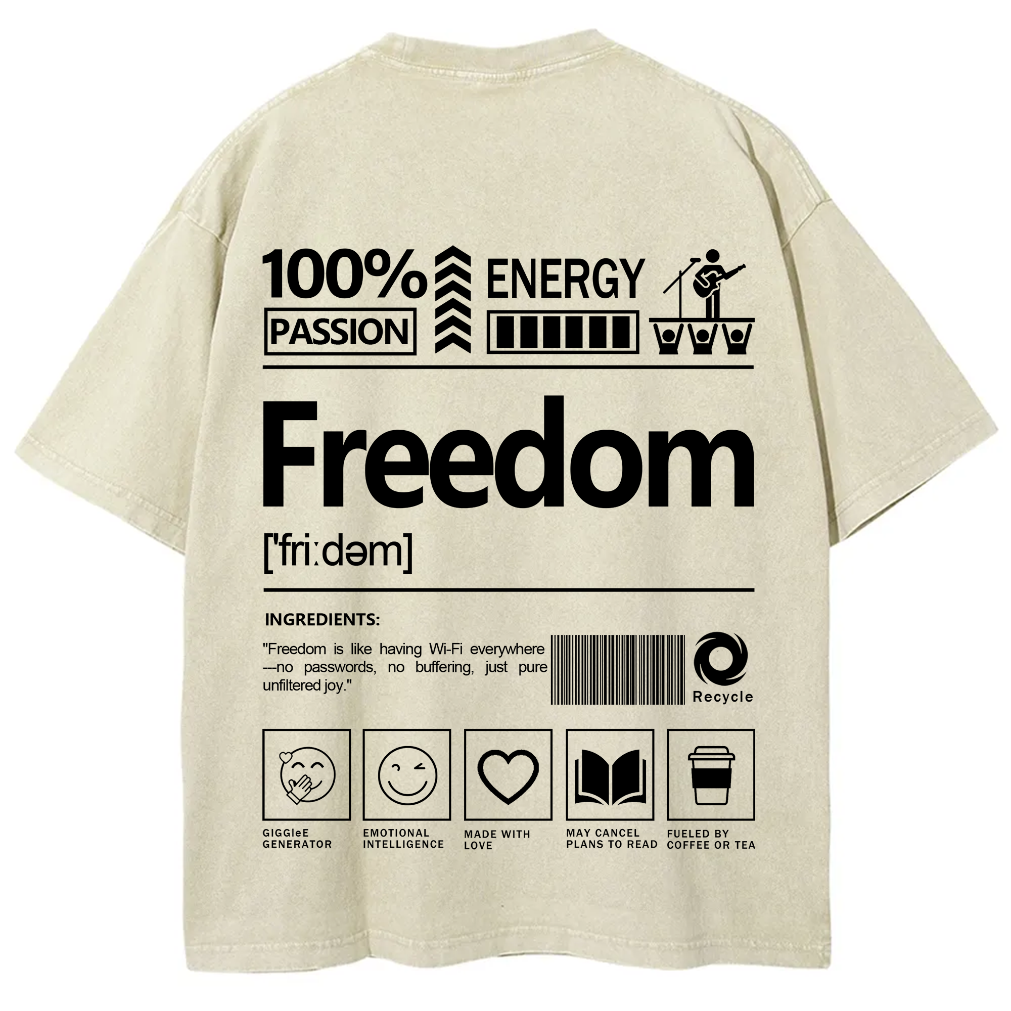 Freedom Unisex Fit Washed T-Shirt