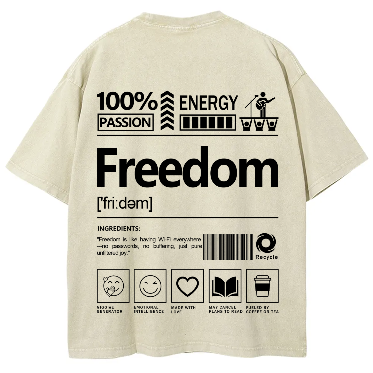 Freedom Unisex Fit Washed T-Shirt