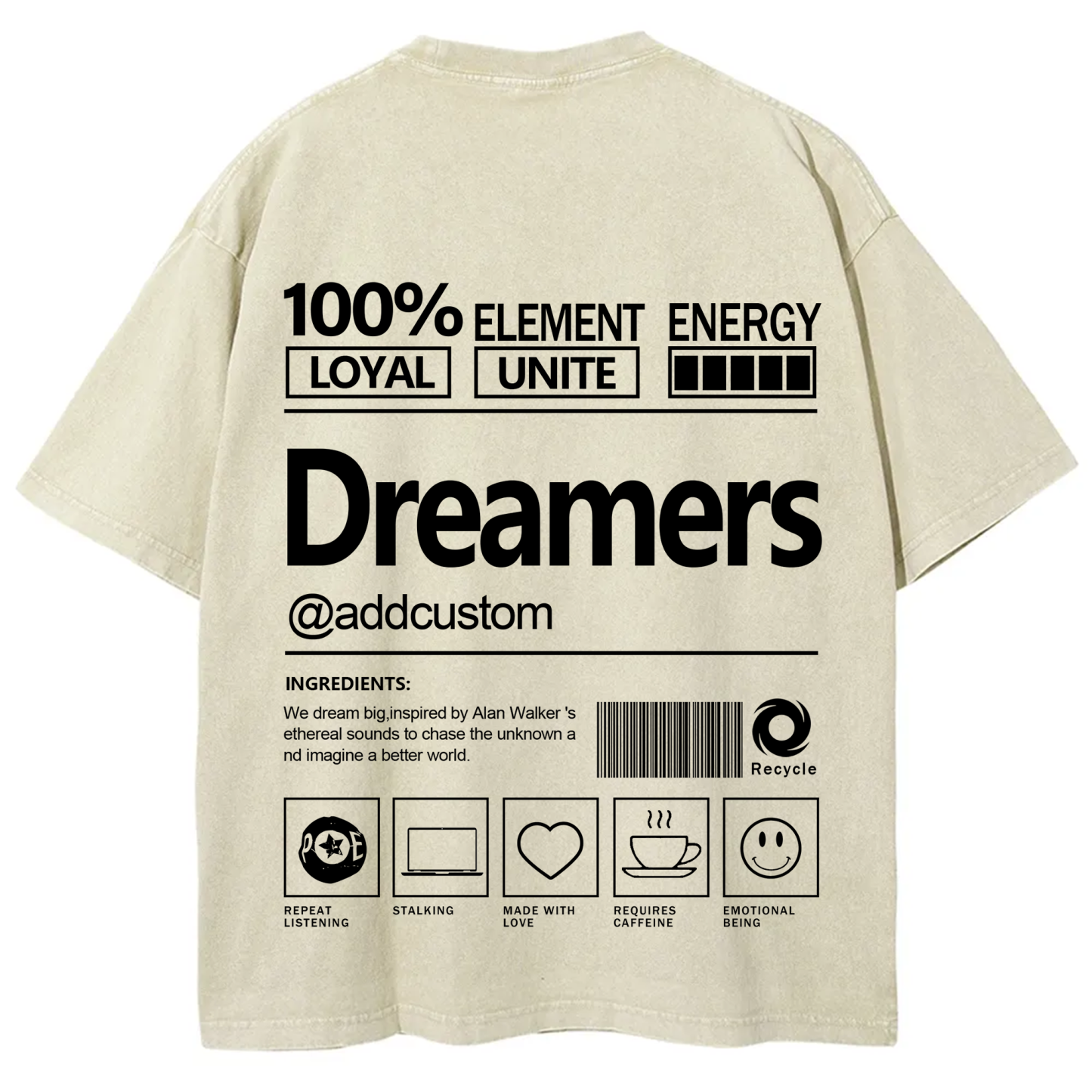 Dreamers Addcustom Unisex Fit Washed T-Shirt