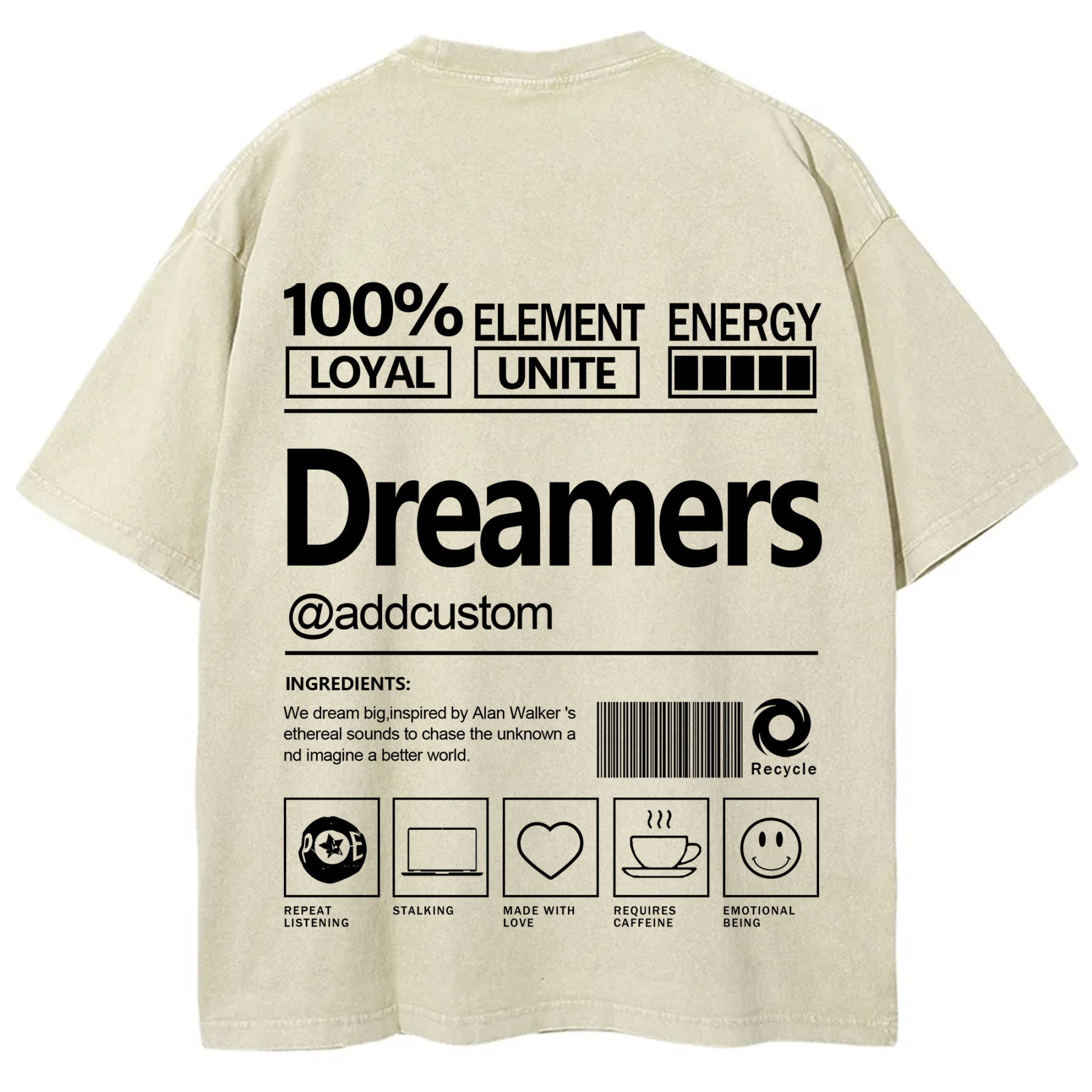 Dreamers Addcustom Unisex Fit Washed T-Shirt