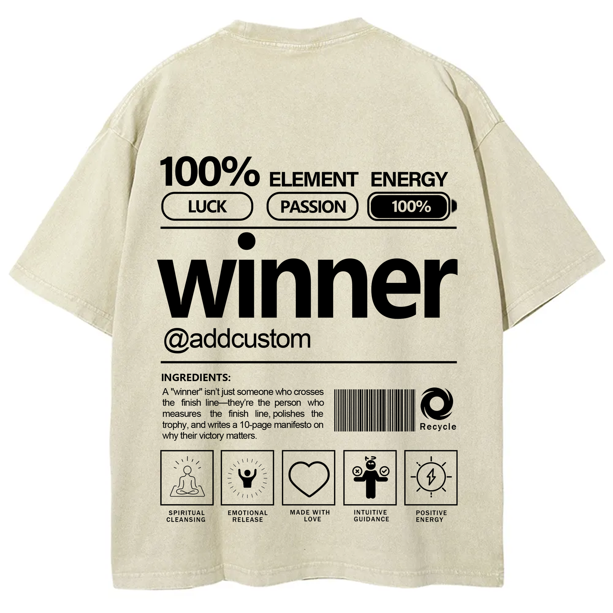 Winner Addcustom Unisex Fit Washed T-Shirt
