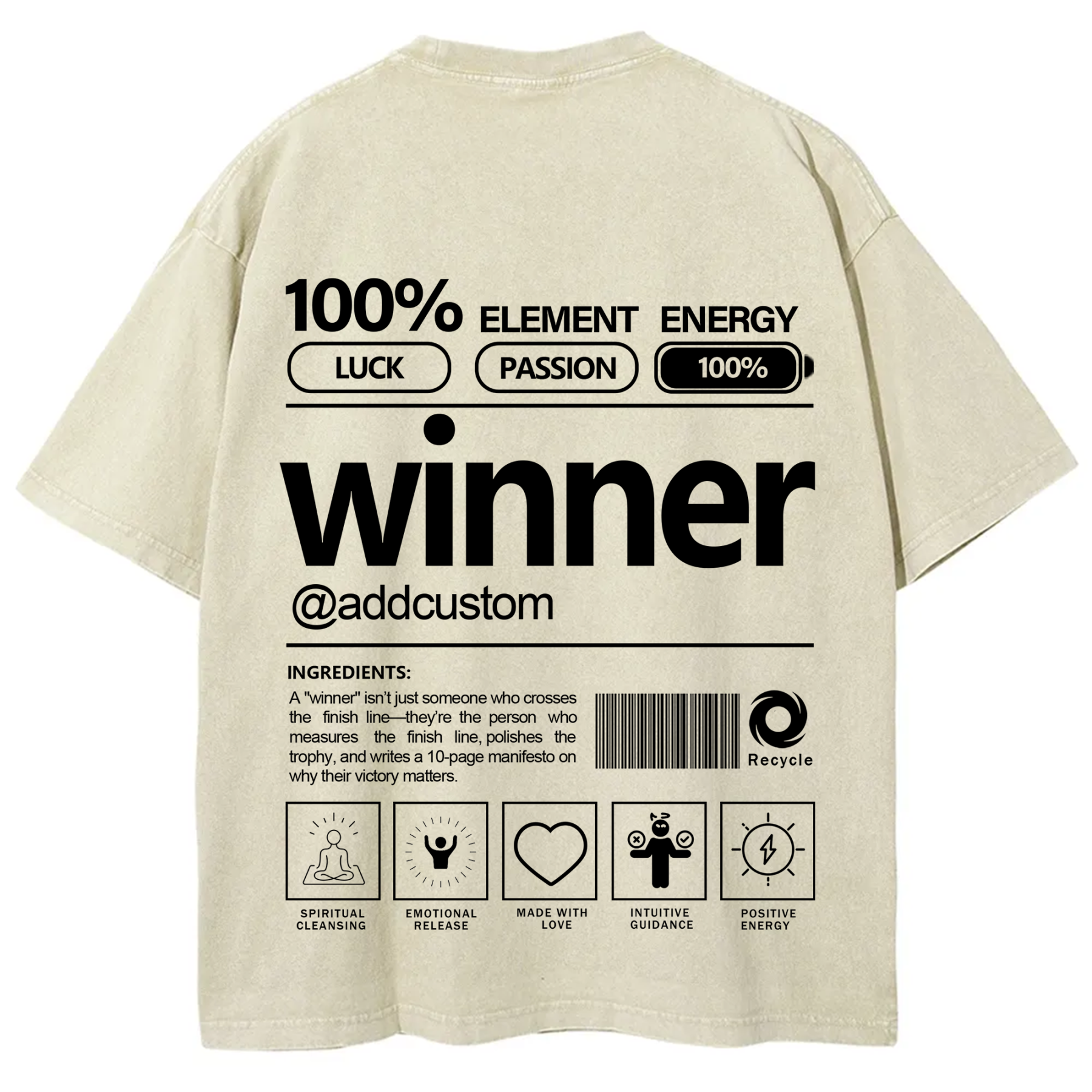 Winner Addcustom Unisex Fit Washed T-Shirt