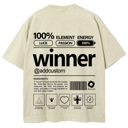 Winner Addcustom Unisex Fit Washed T-Shirt