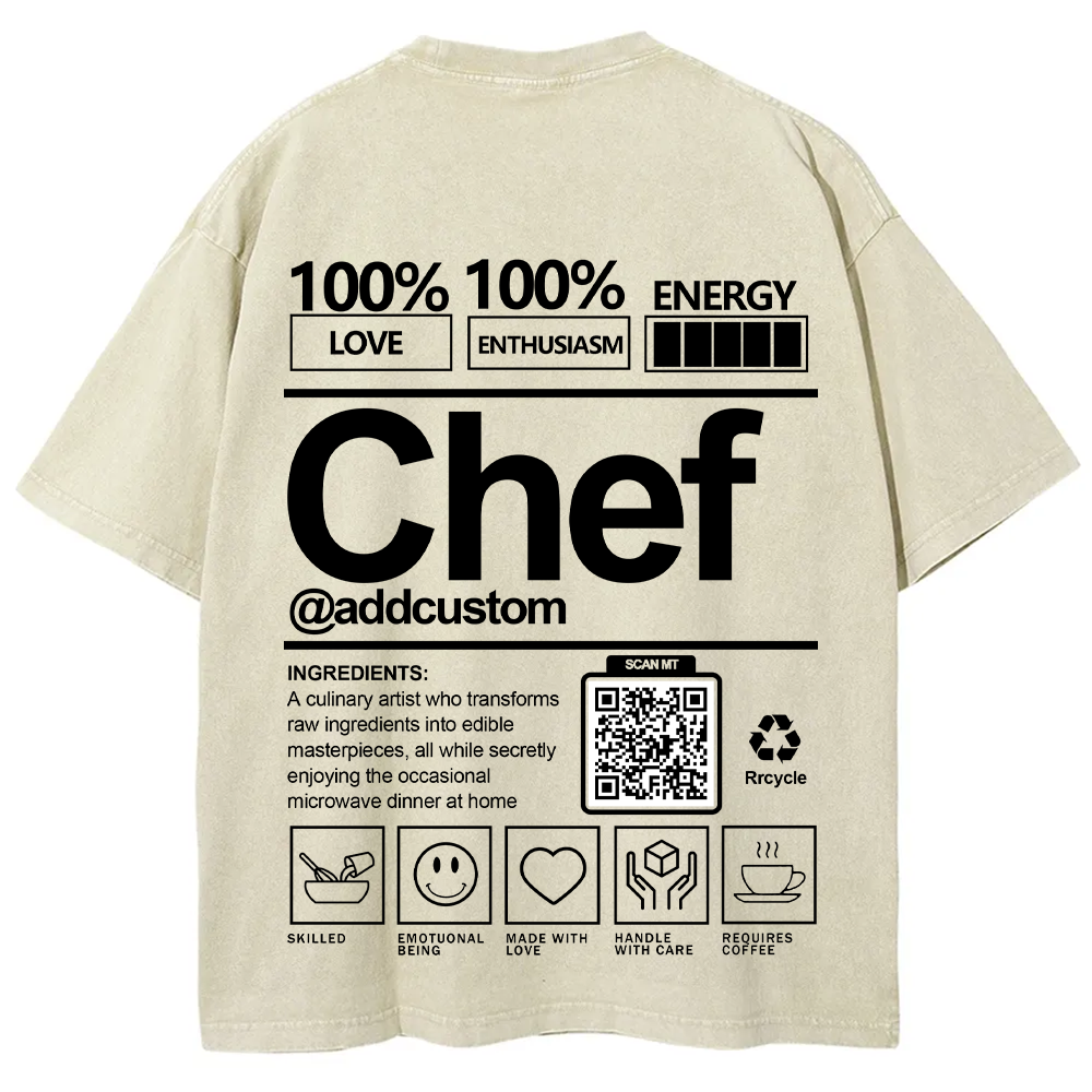Chef Addcustom QR Code Unisex Fit Washed T-Shirt