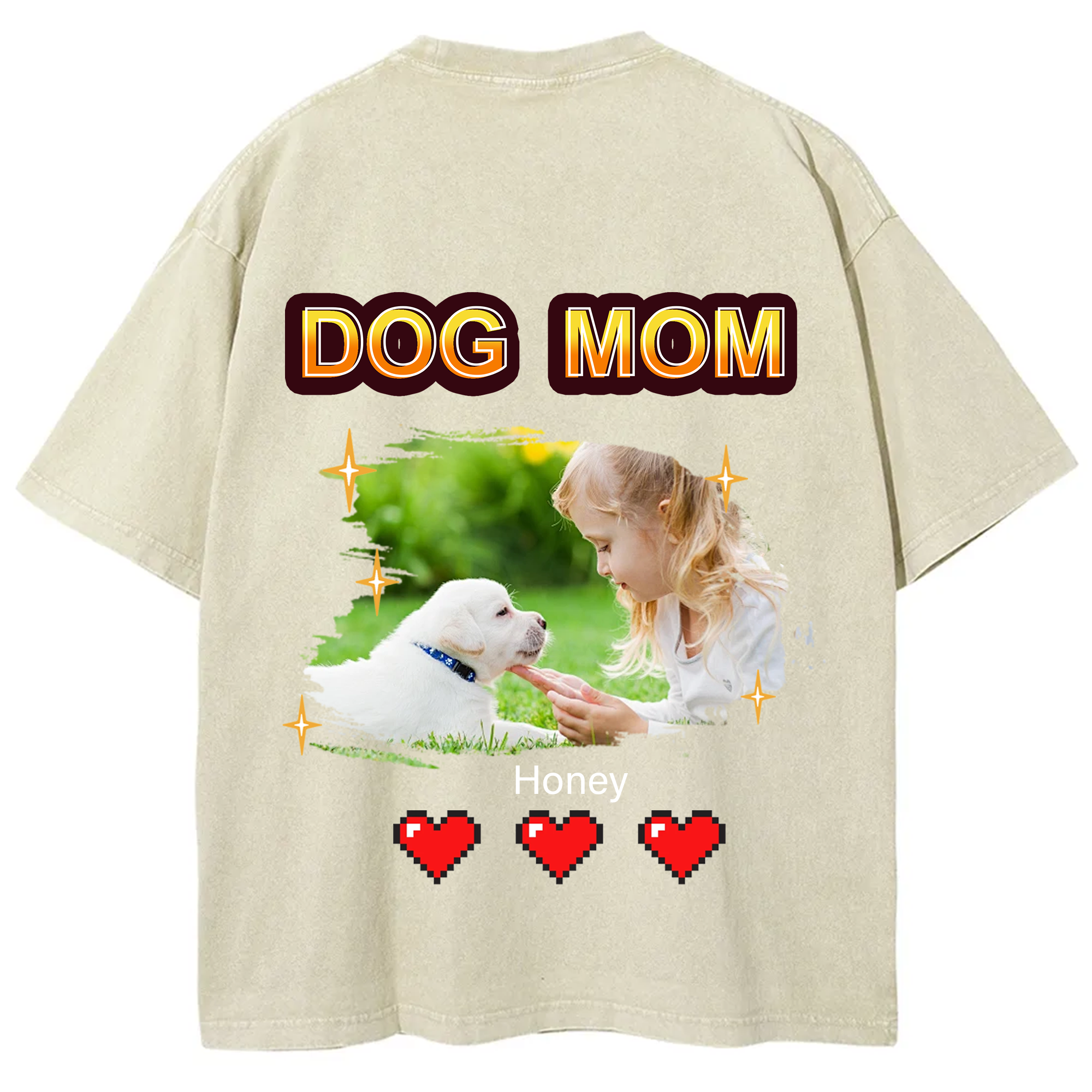 Dog Mom Pixel Photo - Personalized Custom Unisex T-shirt