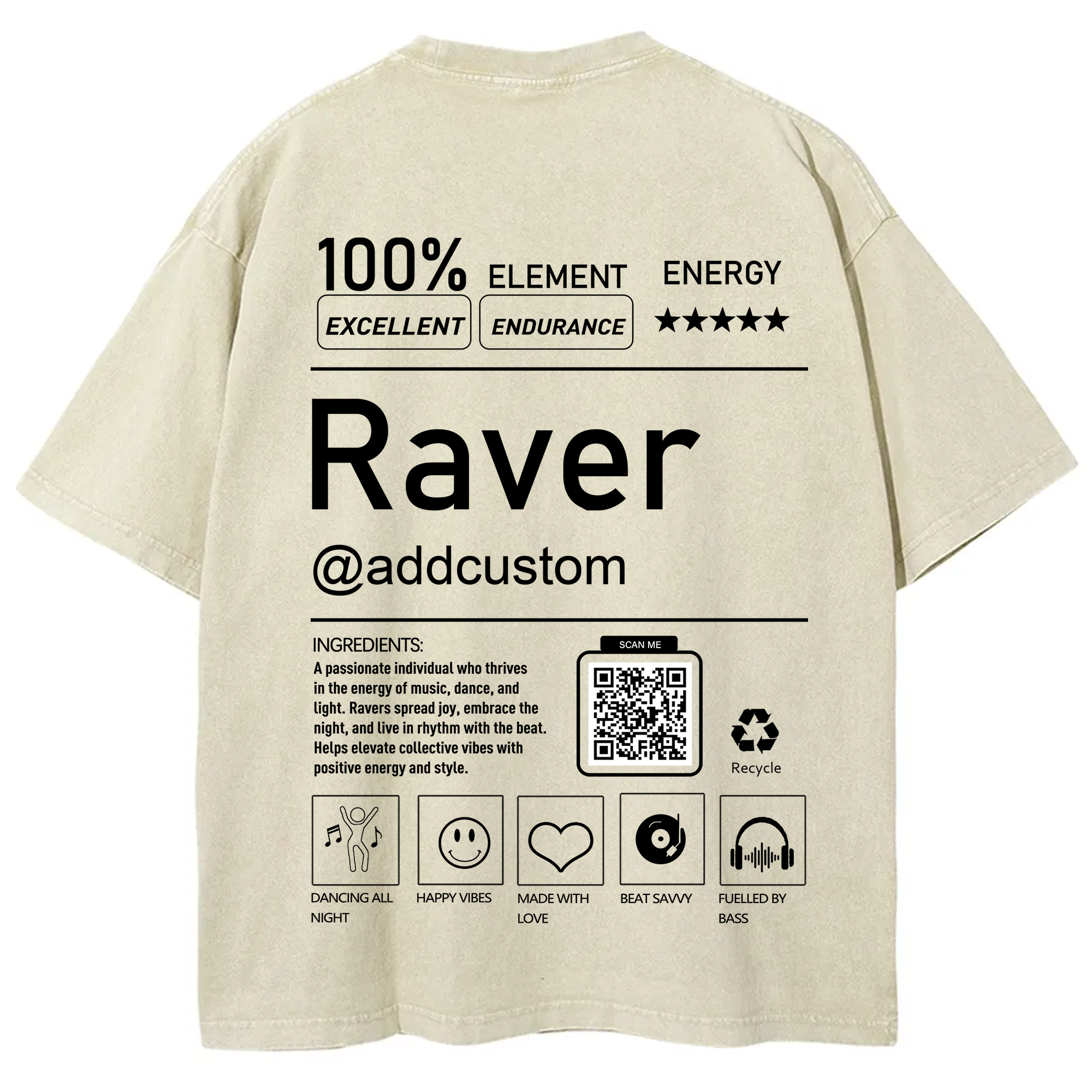 Addcustom QR Code Raver Unisex Fit Washed T-Shirt wearishow