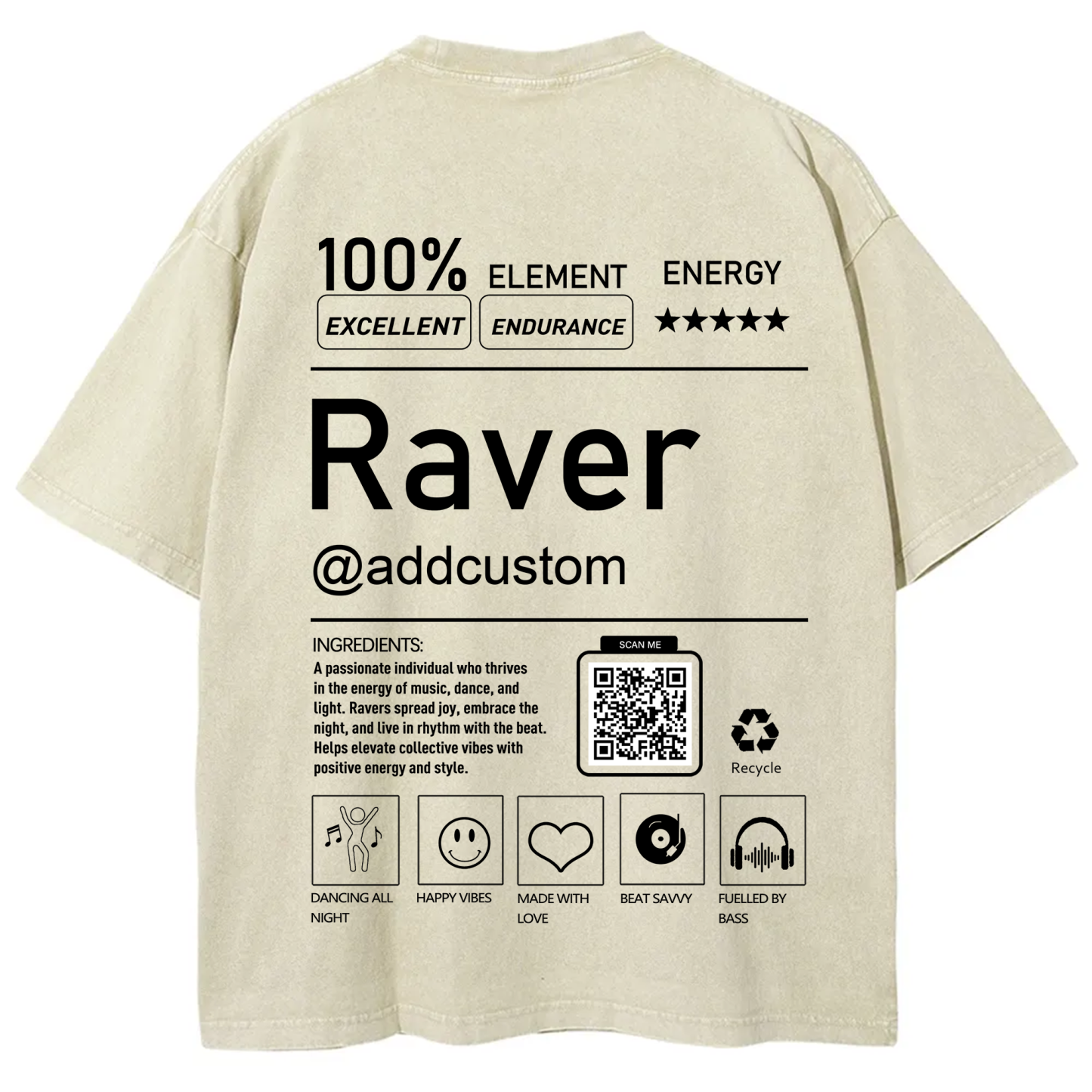 Addcustom QR Code Raver Unisex Fit Washed T-Shirt wearishow
