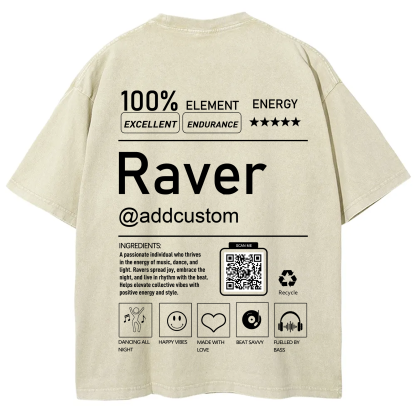 Addcustom QR Code Raver Unisex Fit Washed T-Shirt wearishow