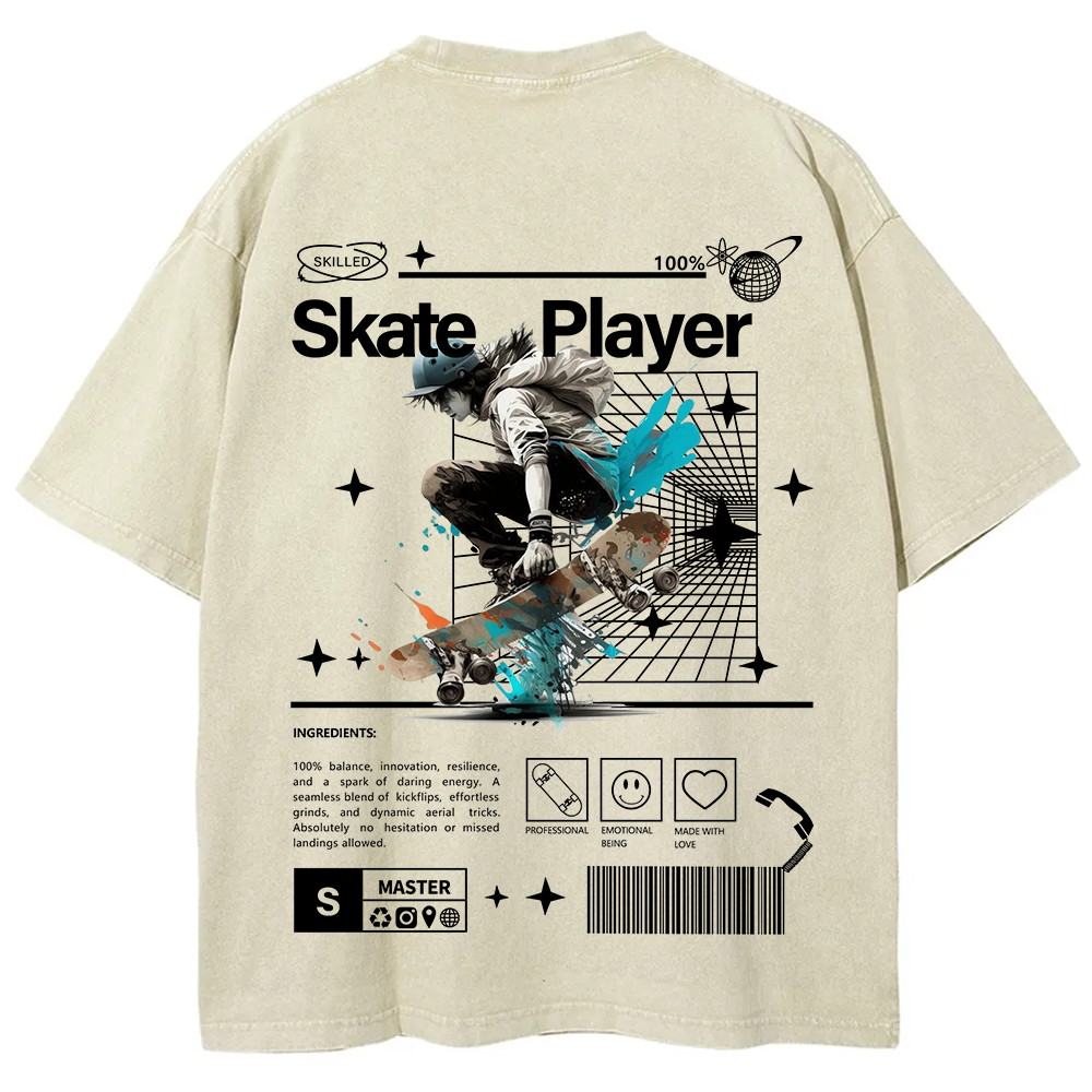 Skate Player  Unisex Fit Washed T-Shirt