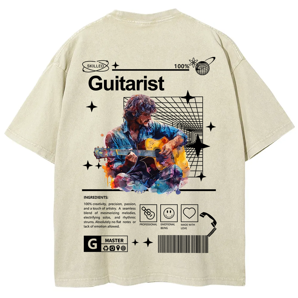 Guitarist Unisex Fit Washed T-Shirt