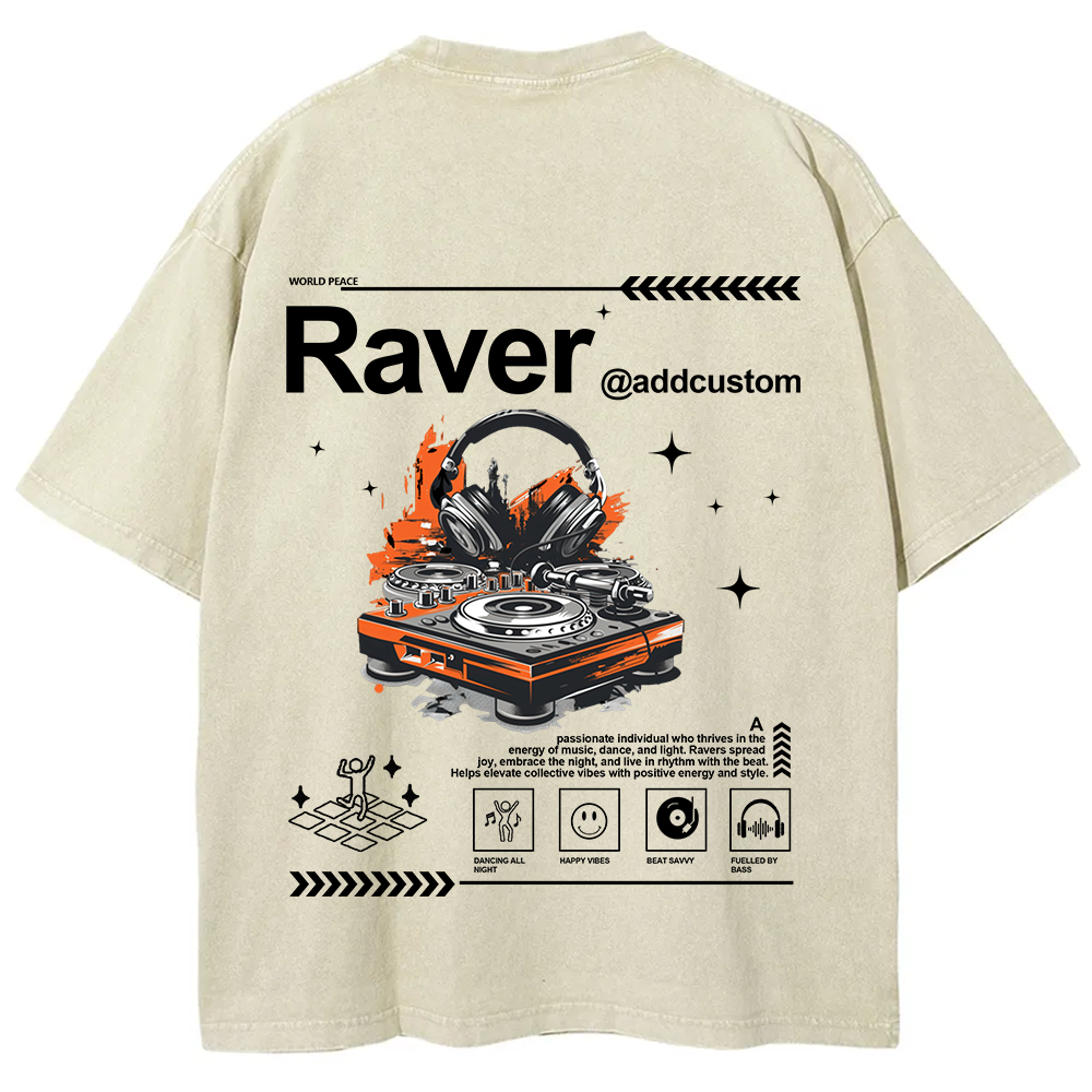 Addcustom Raver Unisex Fit Washed T-Shirt