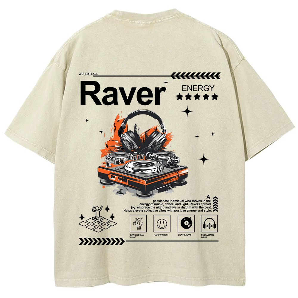 Raver Unisex Fit Washed T-Shirt
