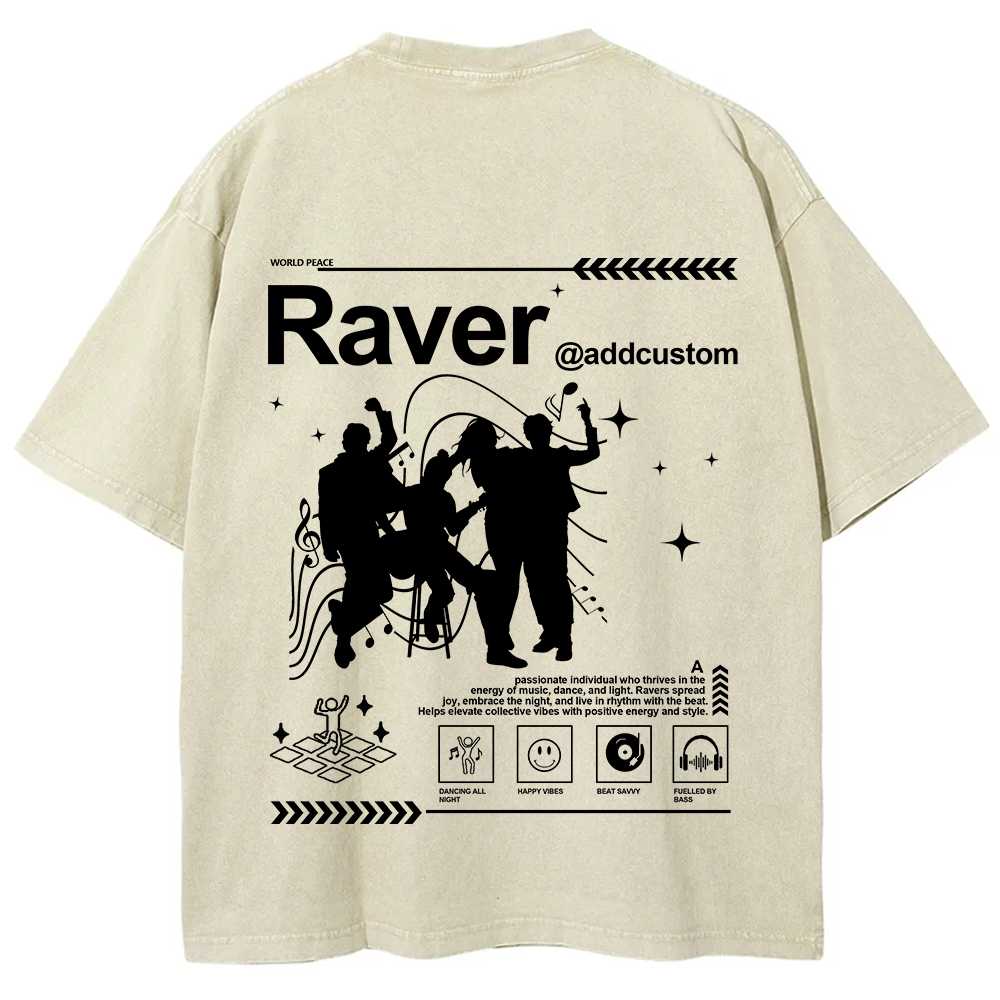 Addcustom Raver Unisex Fit Washed T-Shirt