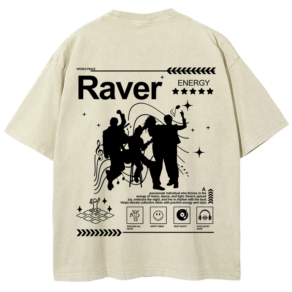 Raver Unisex Fit Washed T-Shirt