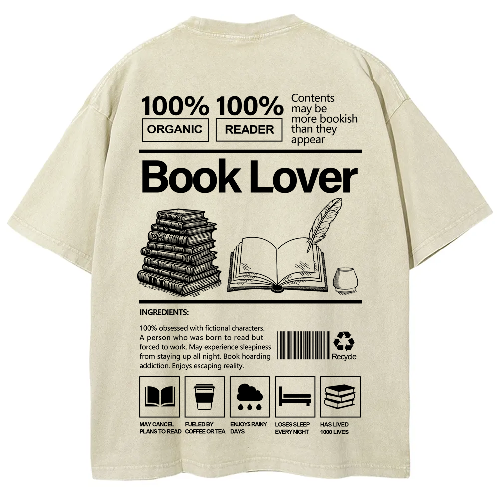 Book Lover Unisex Fit Washed T-Shirt